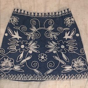 Flower Denim Skirt